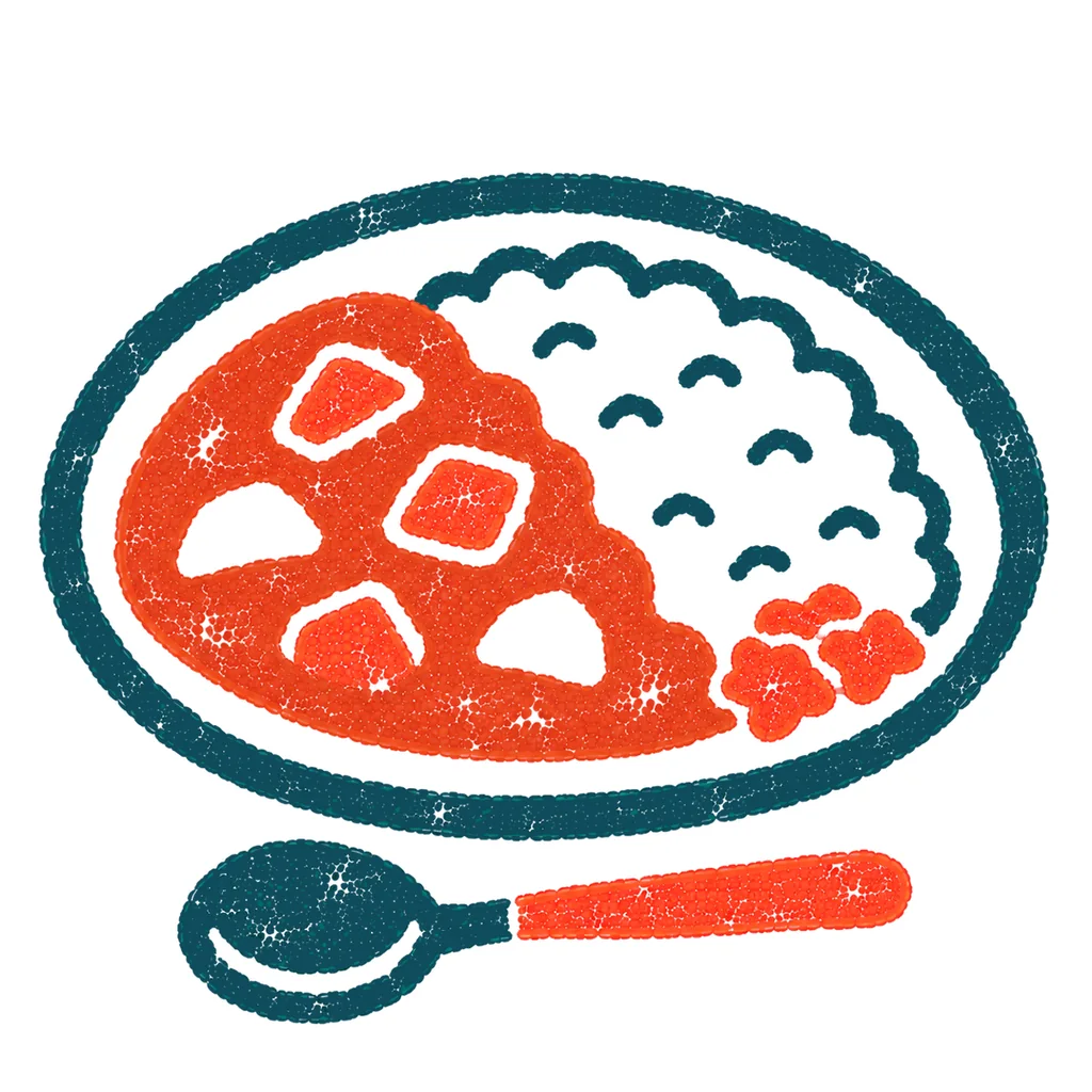 カレーライスのイラスト(はんこ)