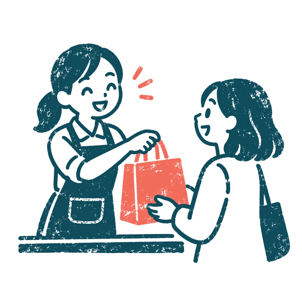 接客する店員のイラスト(はんこ)