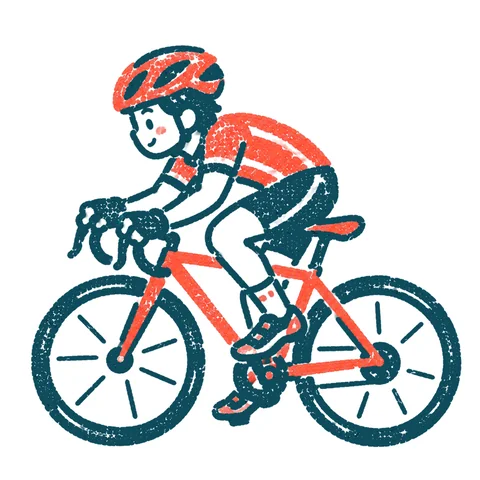 ロードバイクで走るのイラスト(はんこ)