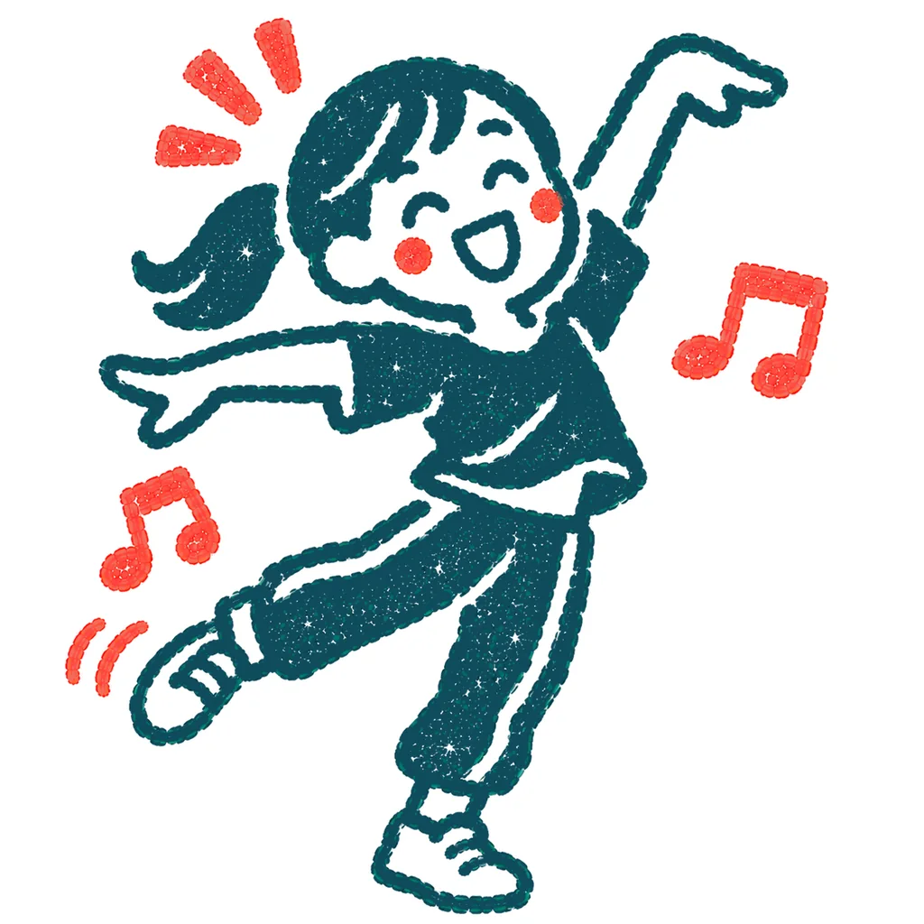 ダンスを踊る人のイラスト(はんこ)