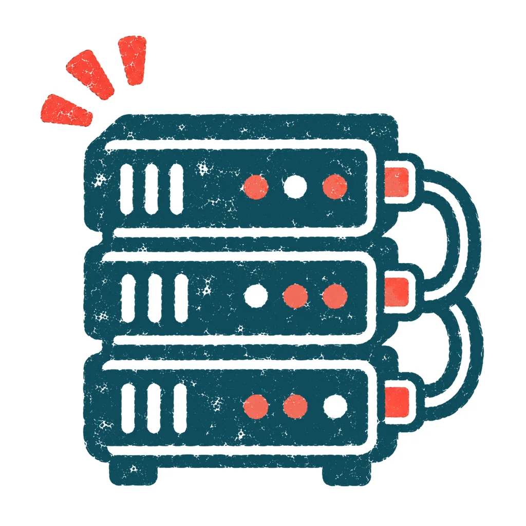 サーバーとデータベースのイラスト(はんこ)
