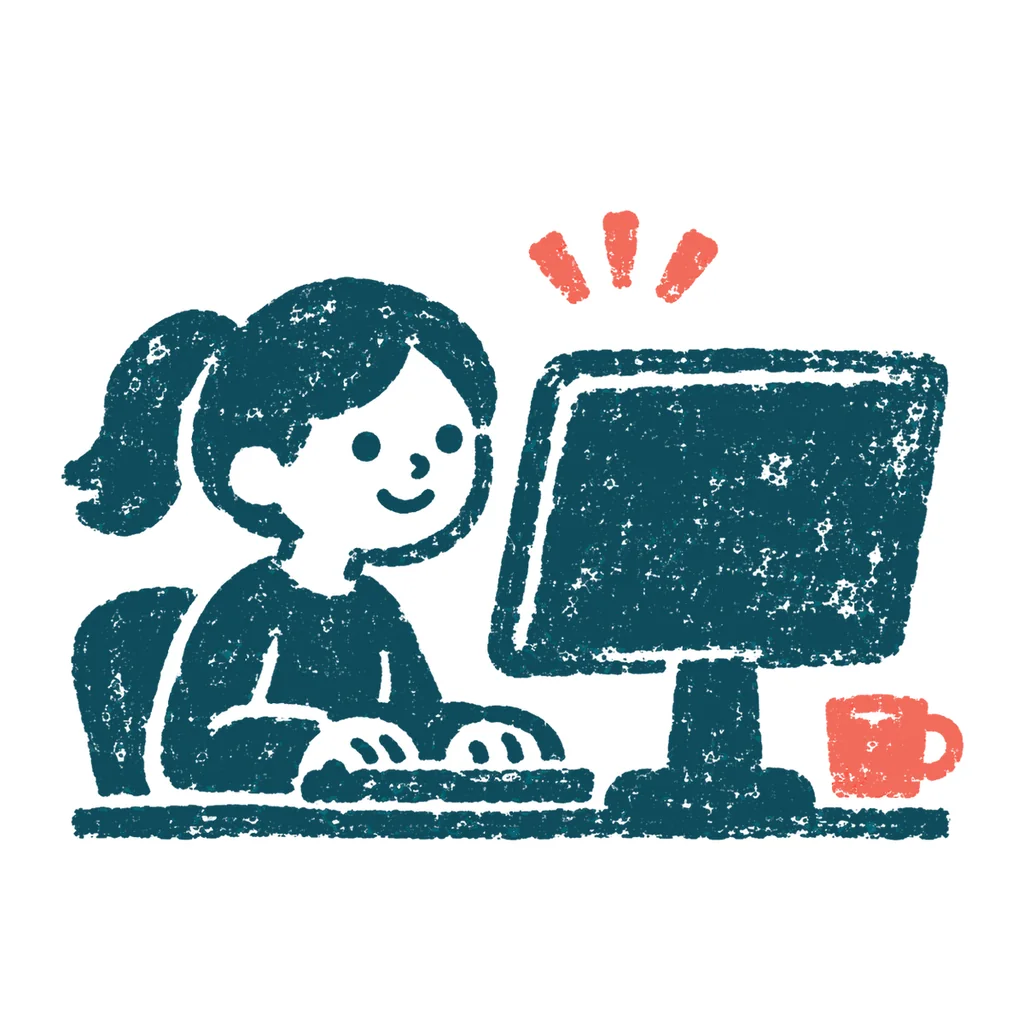 デスクトップパソコンのイラスト(はんこ)