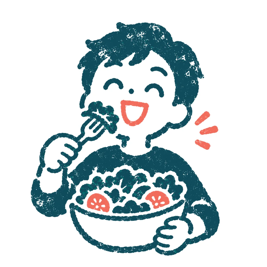 ダイエットでサラダを食べるのイラスト(はんこ)
