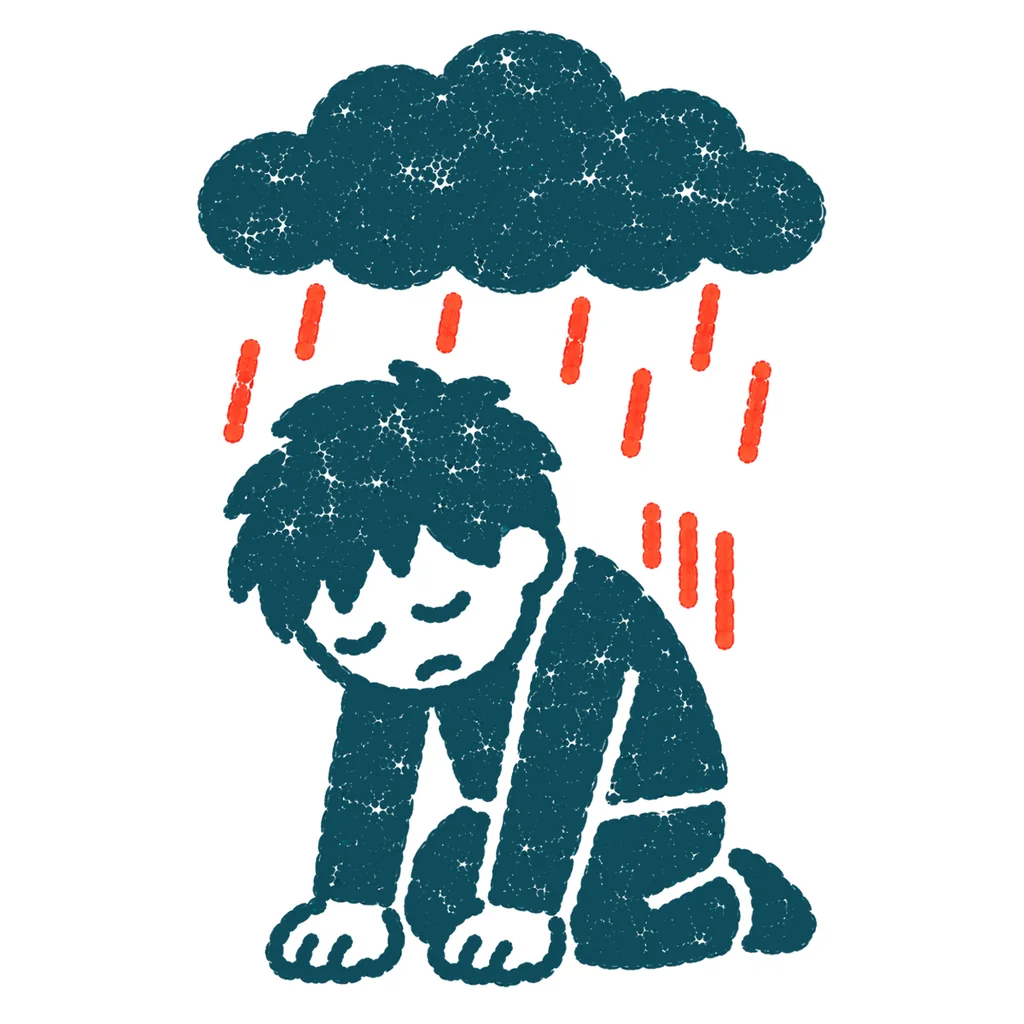 がっかりする人のイラスト(はんこ)