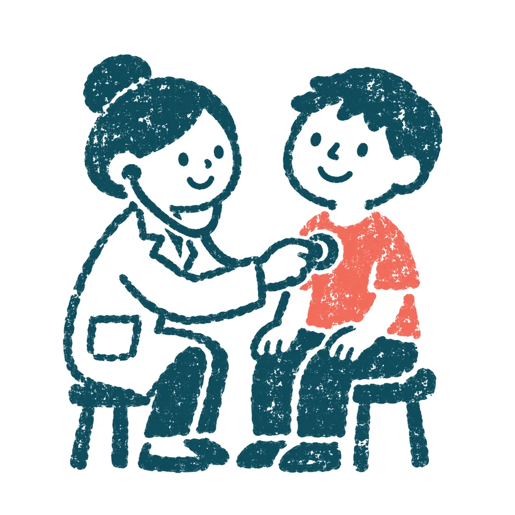 診察する医者のイラスト(はんこ)