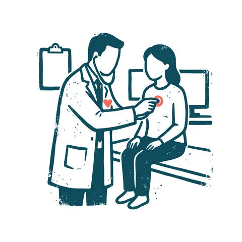 診察する医者のイラスト(はんこ・顔なし)
