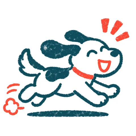 走る犬のイラスト(はんこ)