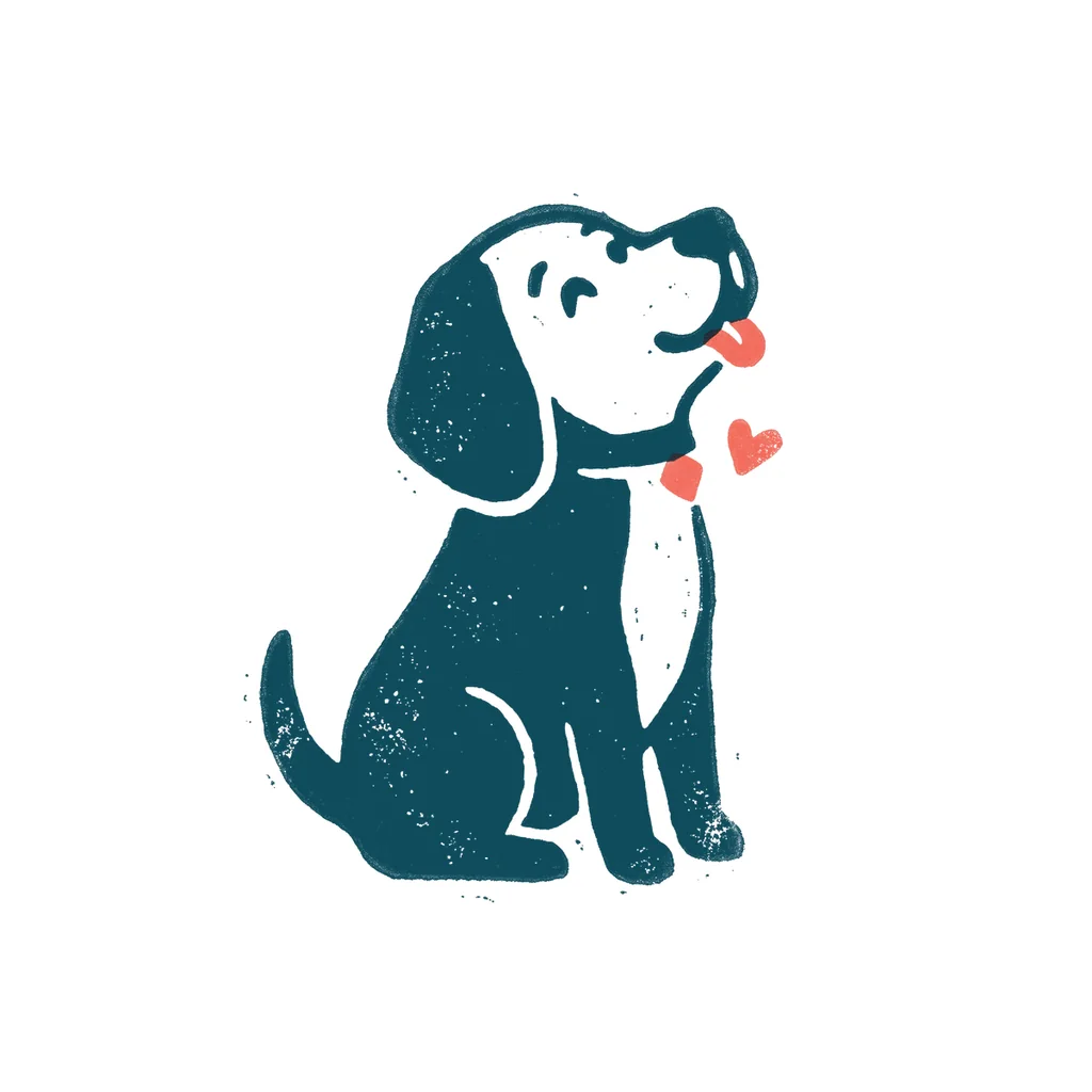 おすわりする犬のイラスト(はんこ・顔なし)