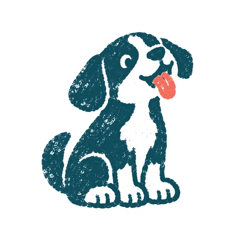 おすわりする犬のイラスト(はんこ)