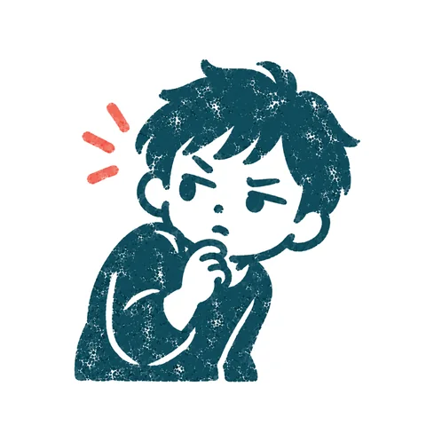 疑いの目を向ける人のイラスト(はんこ)
