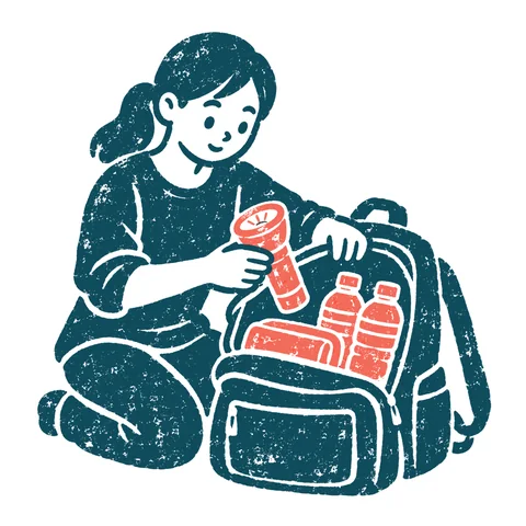 防災グッズを備えるのイラスト(はんこ)