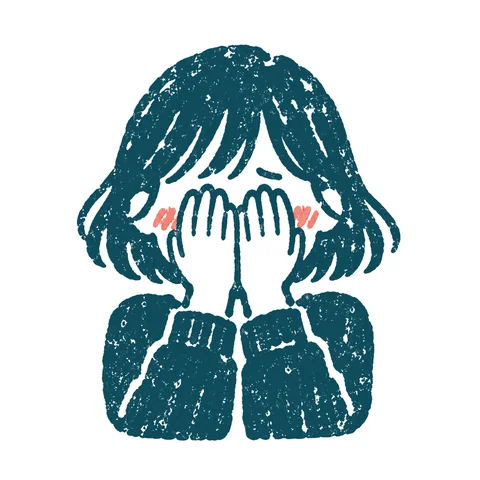 恥ずかしがる人のイラスト(はんこ)