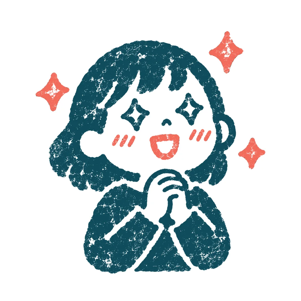 ワクワクする人のイラスト(はんこ)