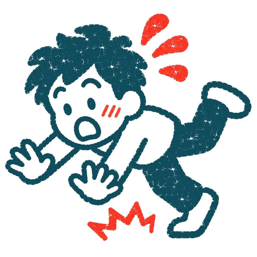 転んで失敗する人のイラスト(はんこ)