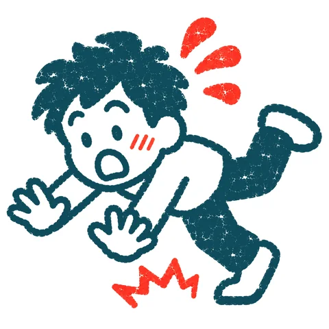転んで失敗する人のイラスト(はんこ)