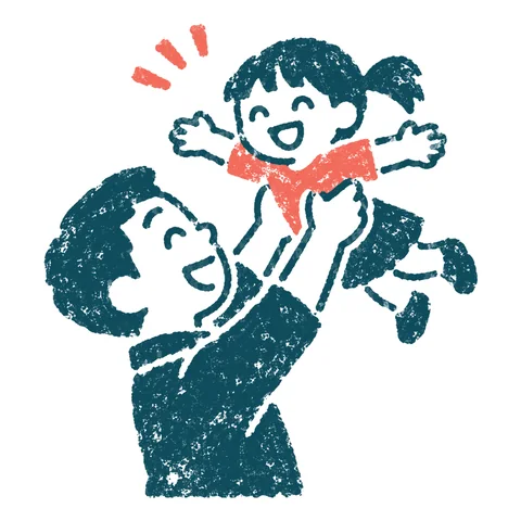 お父さんと遊ぶ子どものイラスト(はんこ)
