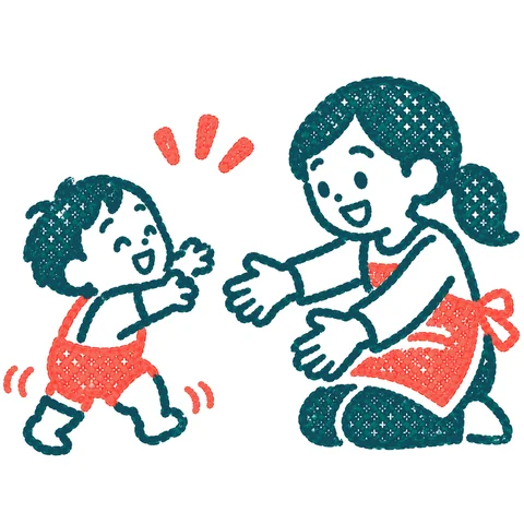 初めて歩く赤ちゃんのイラスト(はんこ)