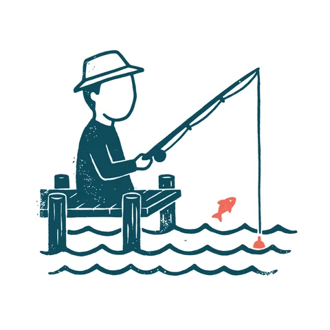 釣りをする人のイラスト(はんこ・顔なし)