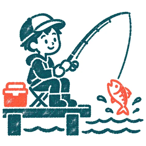 釣りをする人のイラスト(はんこ)