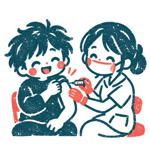 予防接種を受ける人のイラスト(はんこ)