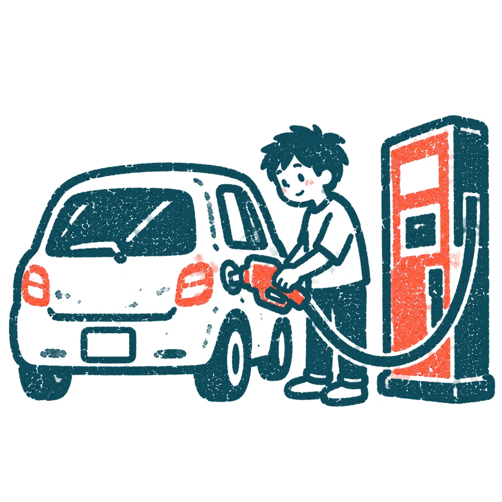 ガソリンスタンドのイラスト(はんこ)