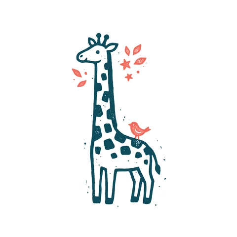キリンのイラスト(はんこ・顔なし)