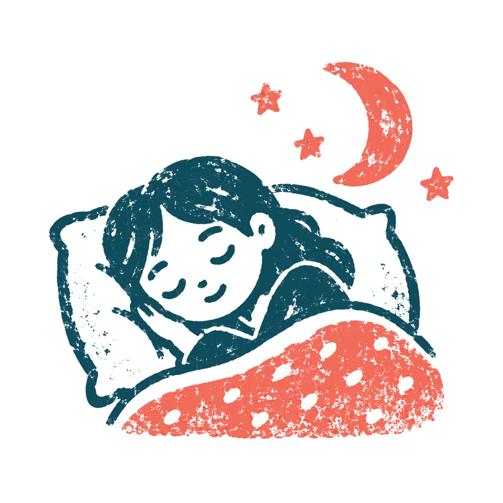ぐっすり眠って元気のイラスト(はんこ)