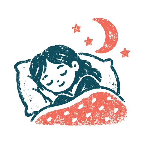 ぐっすり眠って元気のイラスト(はんこ)