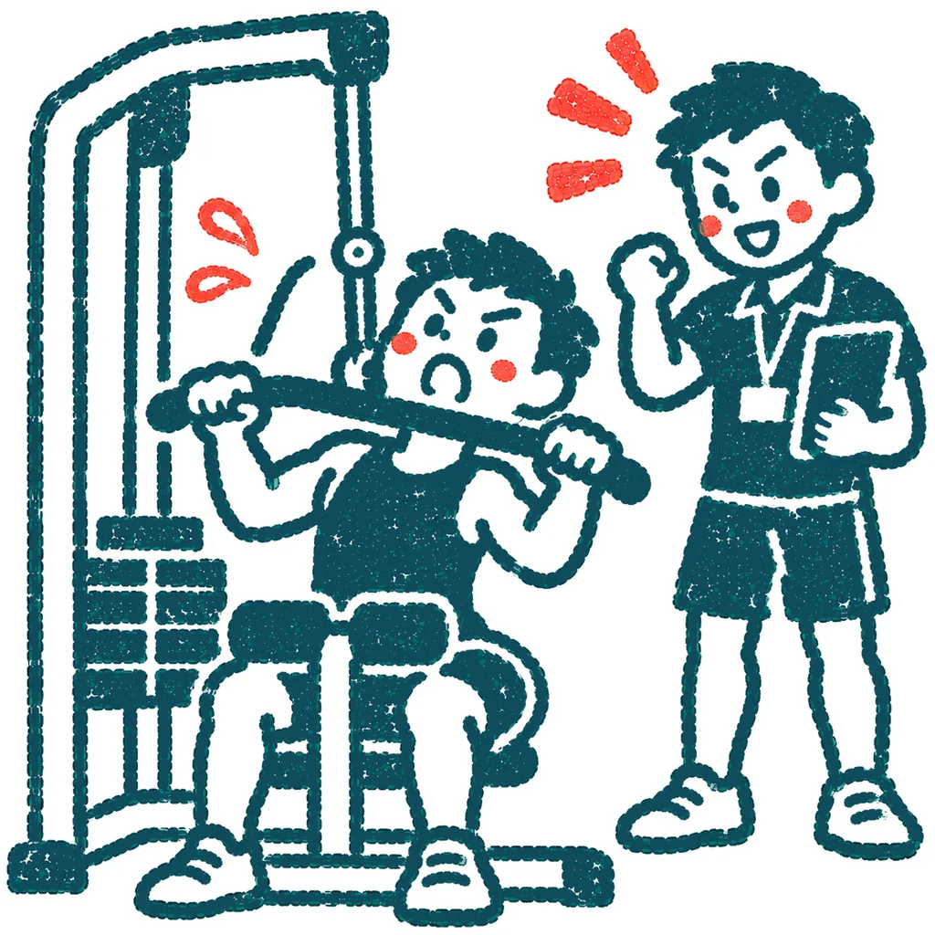 ジムでトレーニングのイラスト(はんこ)