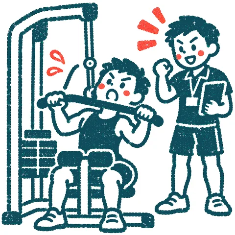 ジムでトレーニングのイラスト(はんこ)