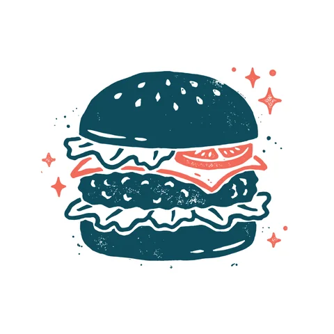 ハンバーガーのイラスト(はんこ・顔なし)