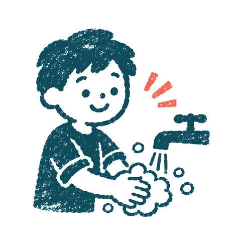 手洗いをする人のイラスト(はんこ)