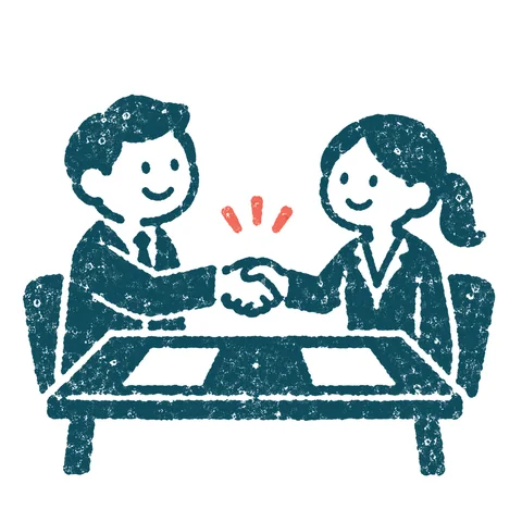 握手する2人のイラスト(はんこ)