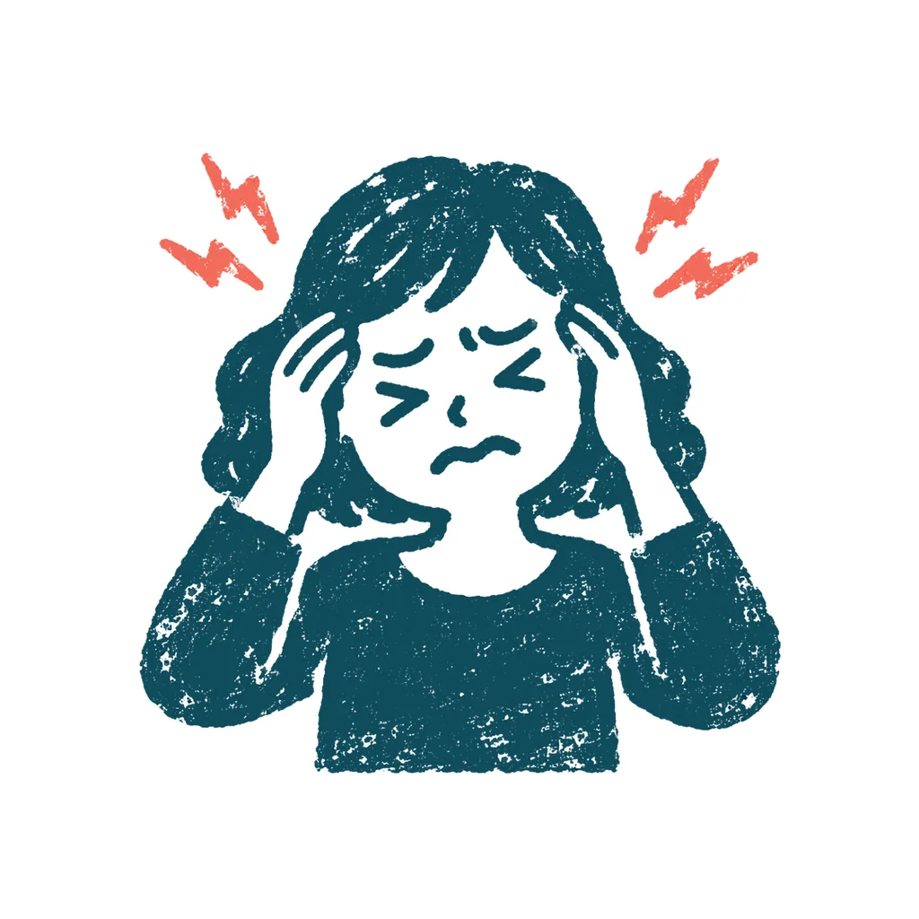頭が痛い人のイラスト(はんこ)