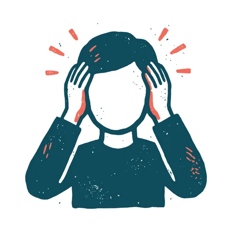 頭が痛い人のイラスト(はんこ・顔なし)
