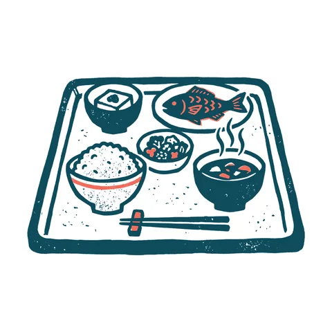バランスの良い食事のイラスト(はんこ・顔なし)