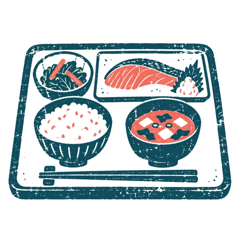 バランスの良い食事のイラスト(はんこ)
