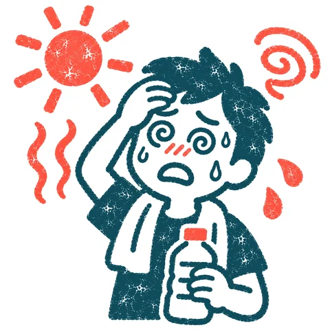 熱中症で倒れそうな人のイラスト(はんこ)