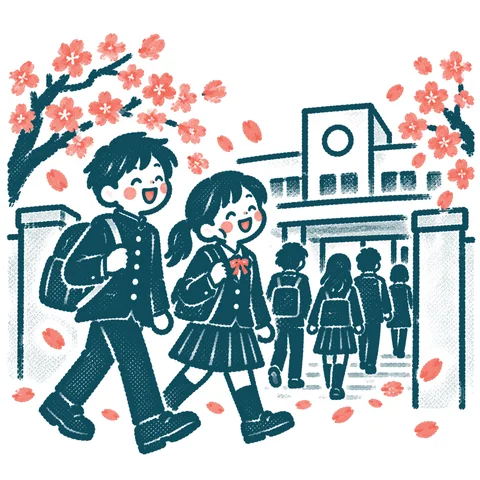 高校の入学式のイラスト(はんこ)