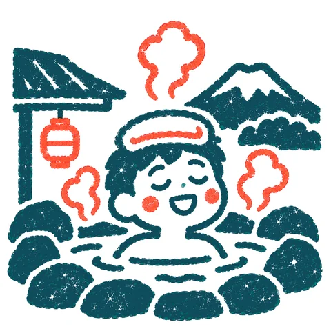温泉に入るのイラスト(はんこ)