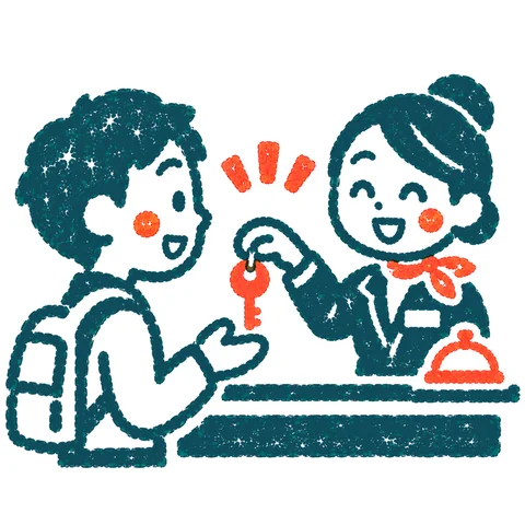 ホテルのフロントのイラスト(はんこ)