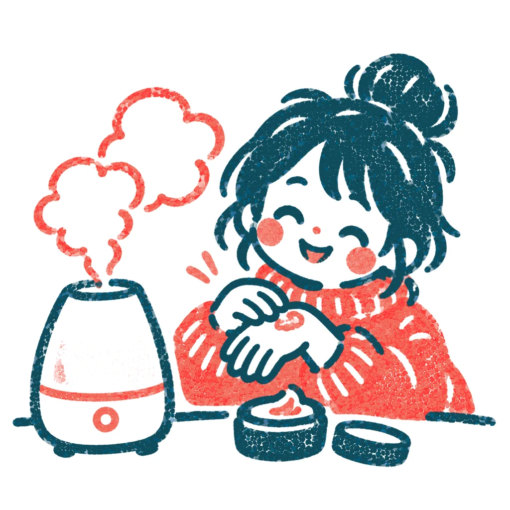 加湿器と乾燥対策のイラスト(はんこ)