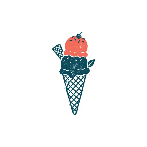 アイスクリームのイラスト(はんこ・顔なし)
