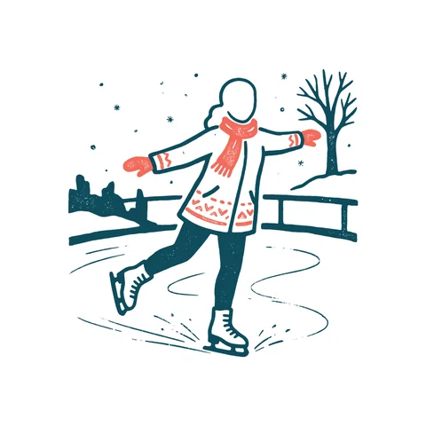 アイススケートのイラスト(はんこ・顔なし)