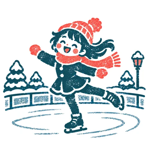 アイススケートのイラスト(はんこ)
