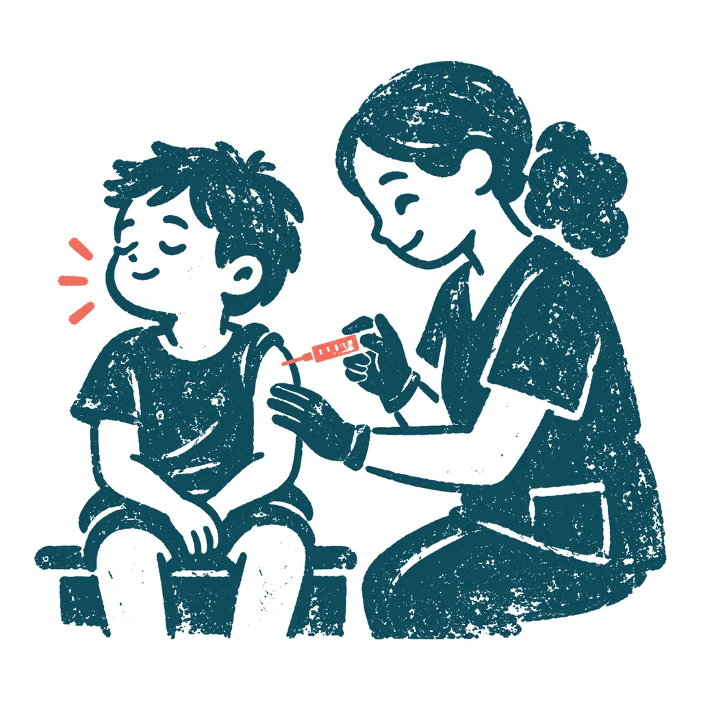 予防接種を受ける子どものイラスト(はんこ)