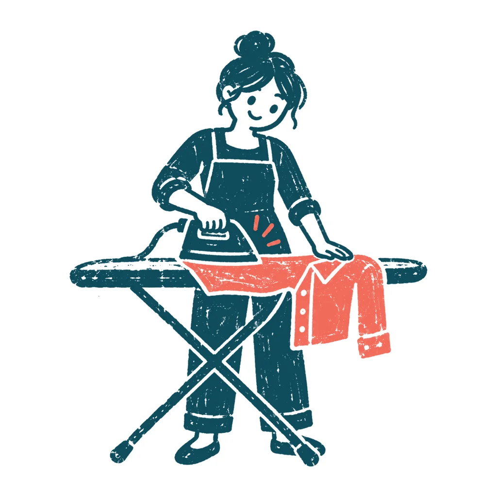 アイロンをかける人のイラスト(はんこ)