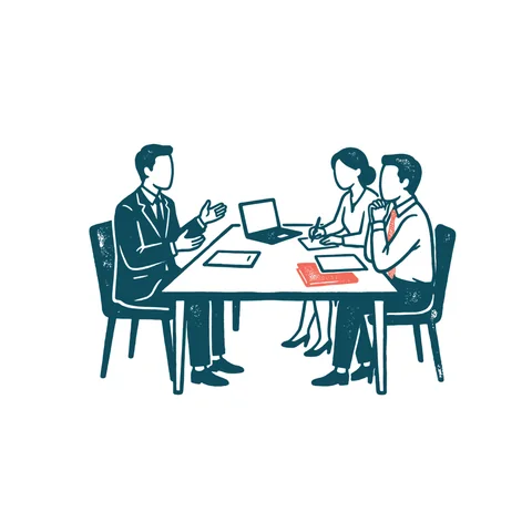 面接を受ける人のイラスト(はんこ・顔なし)