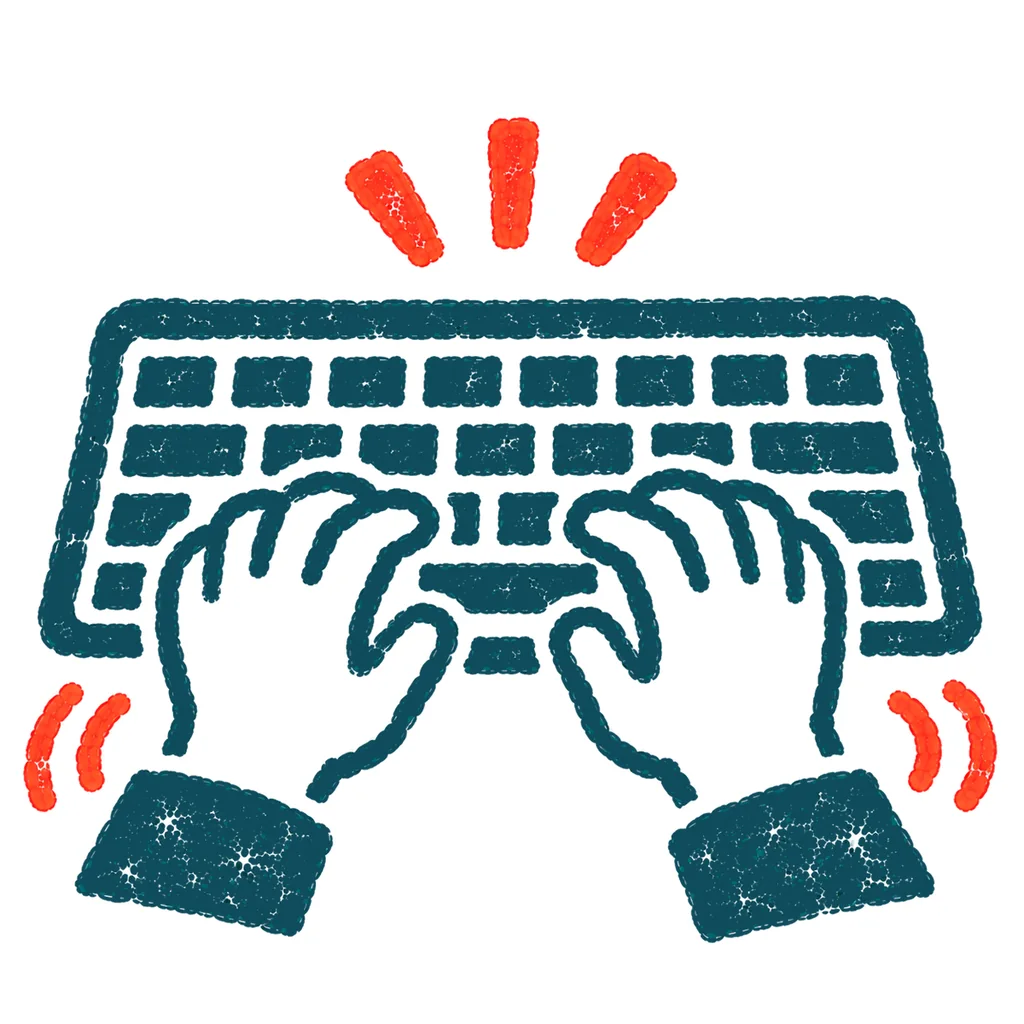キーボードを打つ手のイラスト(はんこ)