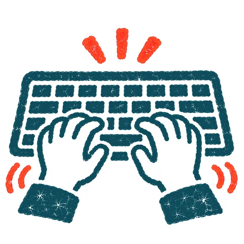 キーボードを打つ手のイラスト(はんこ)